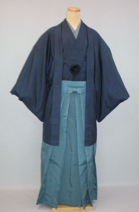 紬アンサンブル(紺）袴付き
