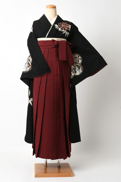 卒業袴[振袖/九重/黒地・ねじり梅]