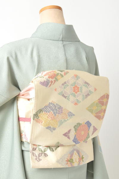 訪問着[浅緑色・組紐に花]