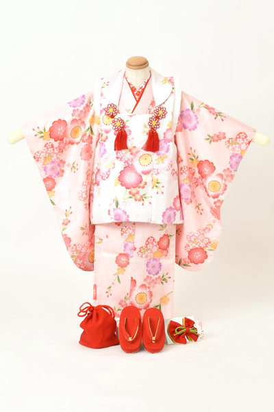 三歳祝着セット[白ピンク・桜]