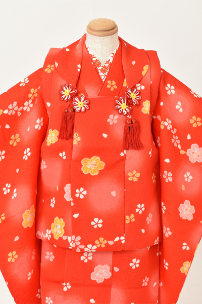 三歳祝着セット[赤・花々]