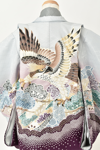 五歳祝着セット［グレー紫・鷹］