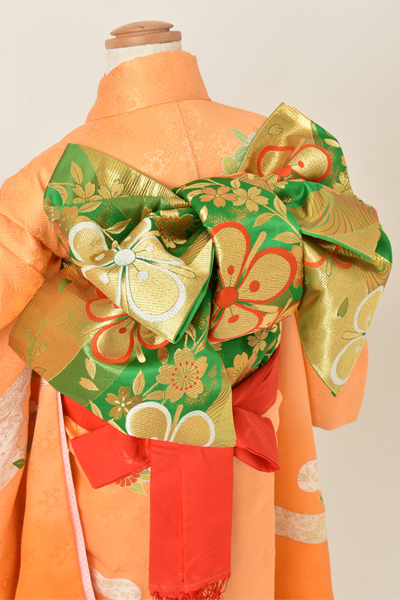 七歳祝着[オレンジ・牡丹]