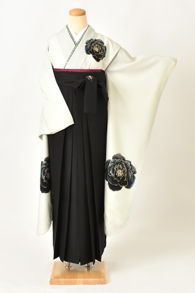 卒業袴[振袖・紅一点ライトグレー]