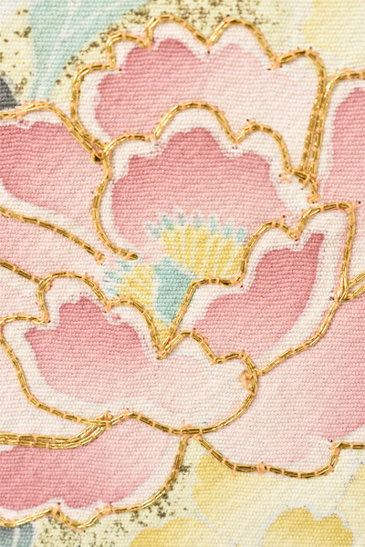 訪問着[グレー・牡丹]