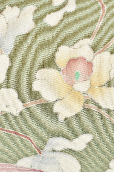 訪問着[灰緑・草花文様]