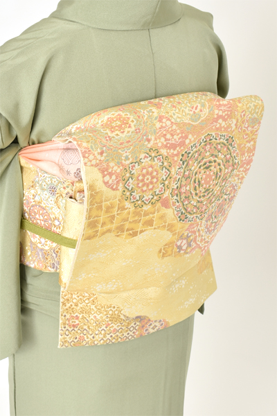 訪問着[灰緑・草花文様]