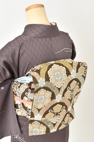 訪問着[茶色・小花]