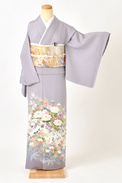 色留袖[藤紫・牡丹]