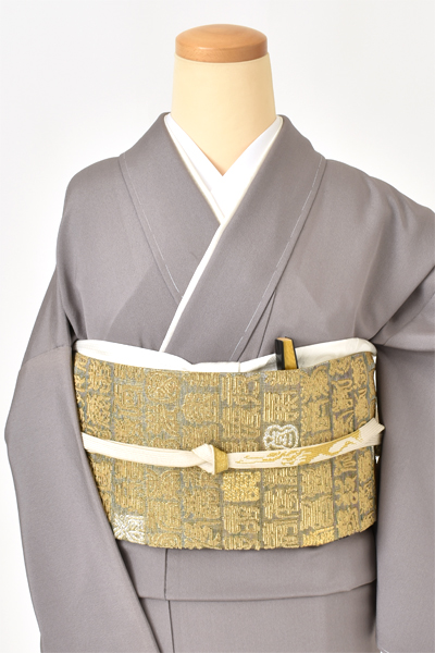 色留袖[素鼠色・向い鶴丸]