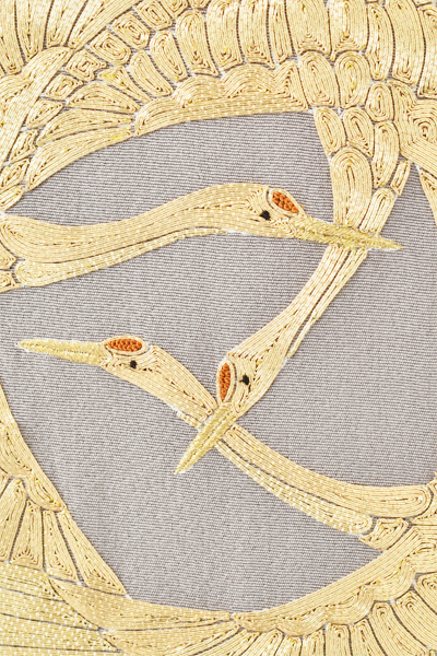 色留袖[素鼠色・向い鶴丸]