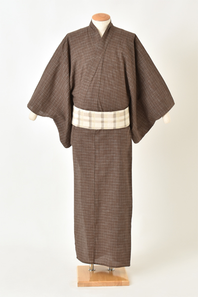 浴衣[170-178cm・茶に格子]