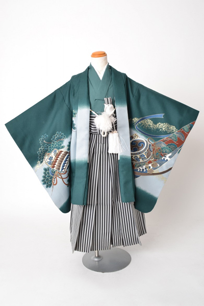 5歳祝着[深緑色・兜]