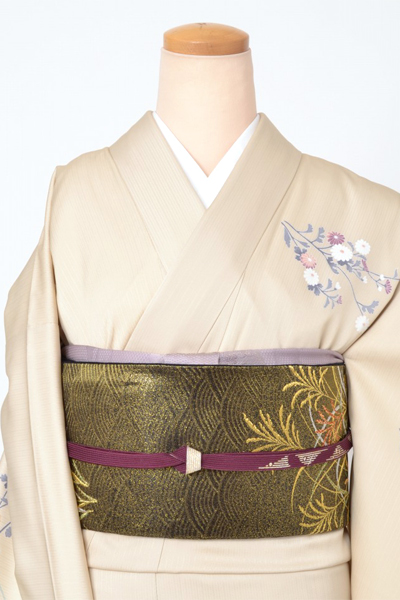 訪問着[茶系・花]