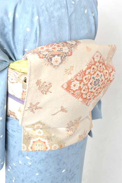 訪問着[水色・サクラ]