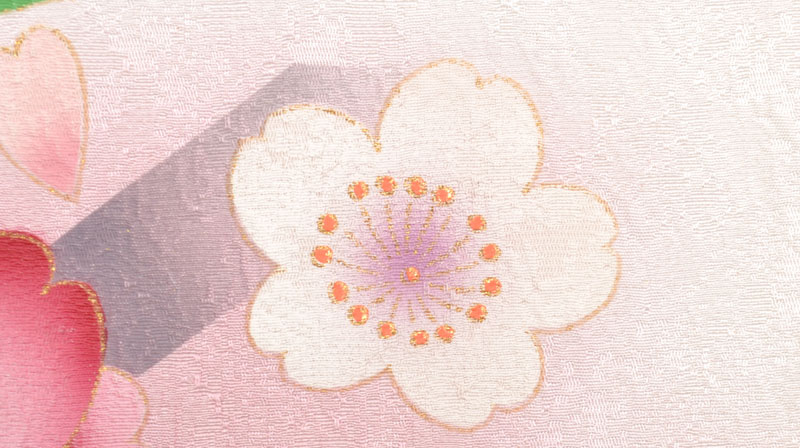 振袖(白とベージュぼかし地・ピンクの花)