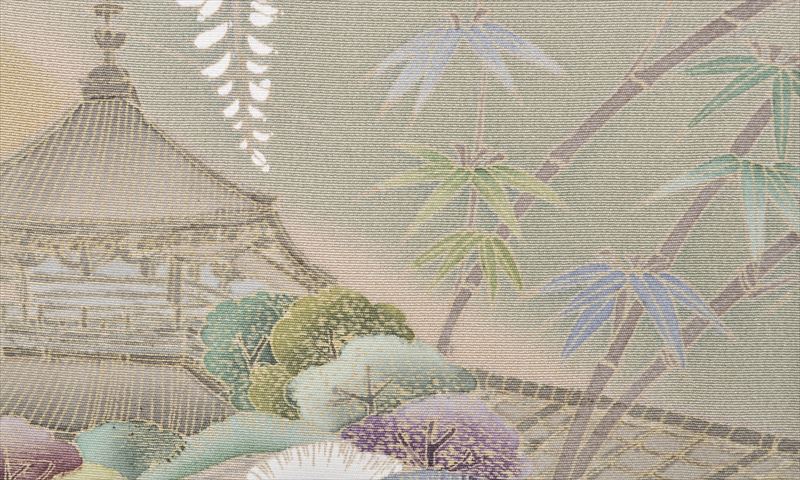 色留袖(紺のボカシ地・庭園風景)