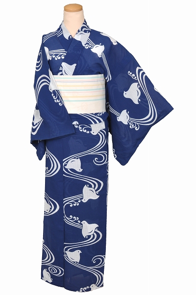 浴衣 レンタル 池袋 女性 (藍色・千鳥)