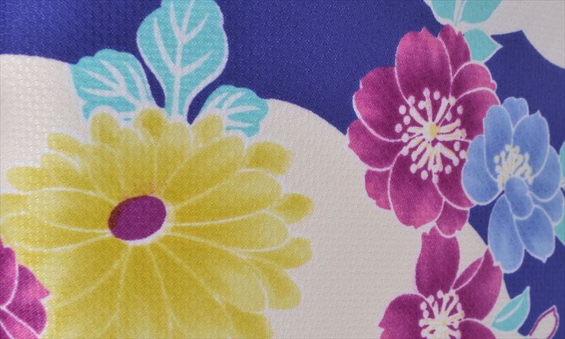 小紋［藍紫地の花模様］