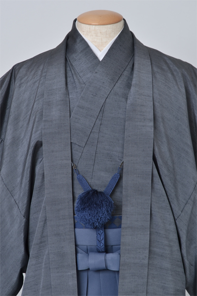 紬アンサンブルs-ms028の袴付[錆鼠色の紬]｜着物レンタルあき (来店 
