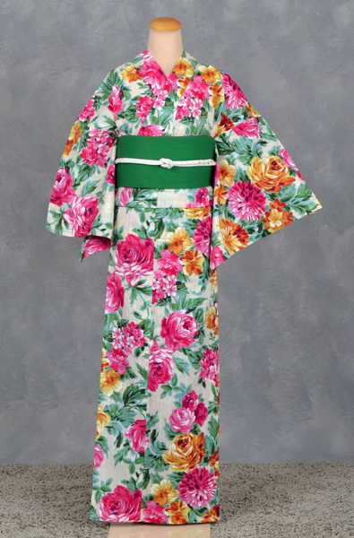 浴衣(SEIKO　MATSUDA・赤緑リバーシブル帯)