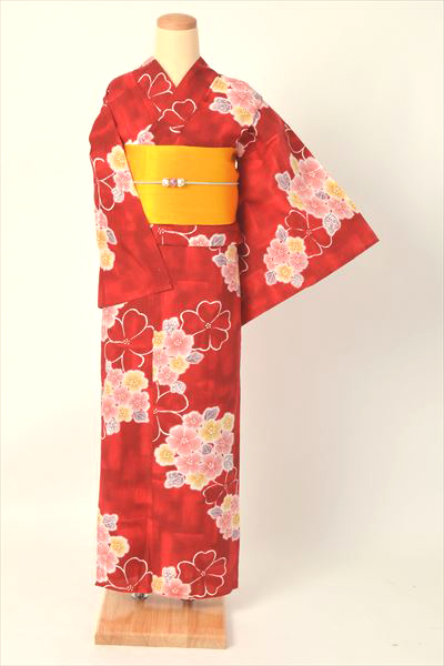 浴衣(ビタミンカラーの赤＆黄)