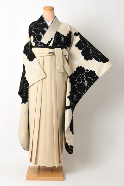 卒業袴[振袖/モノトーン/牡丹]