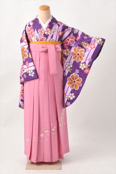 卒業袴[紫地に矢羽・デザイン］