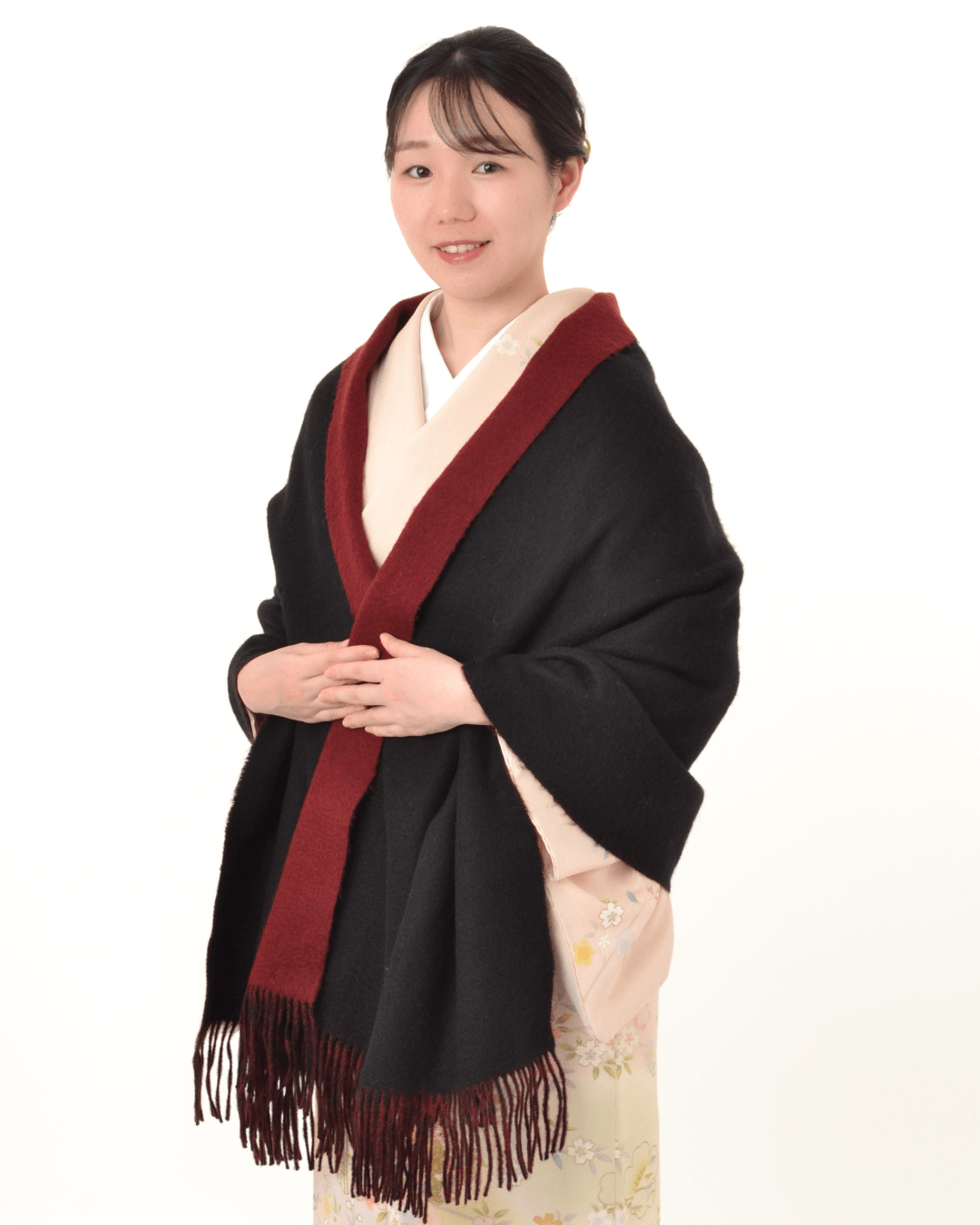 着物にショールを合わせて防寒