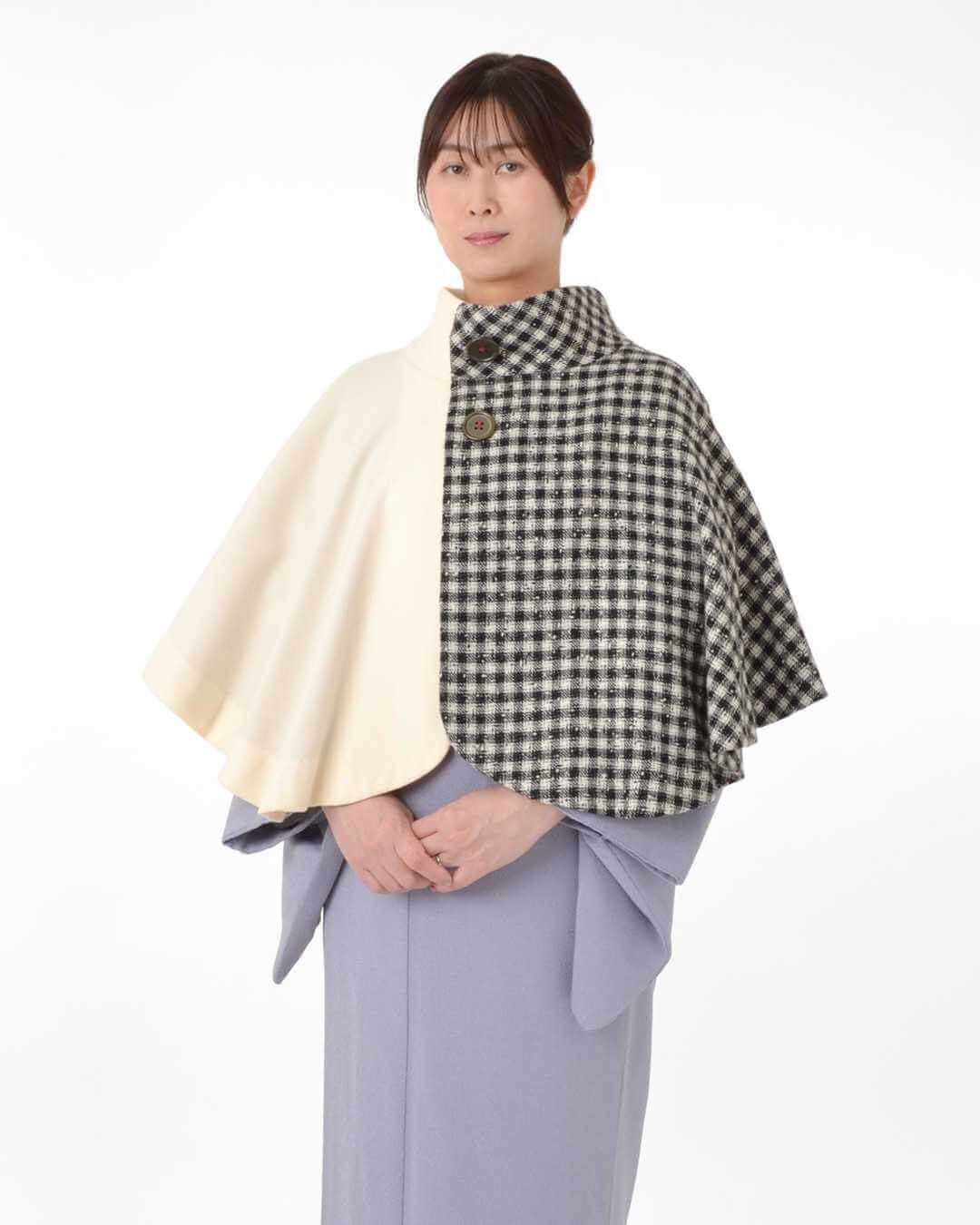 着物にケープを合わせて防寒