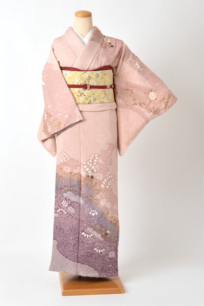 梅色総絞り訪問着