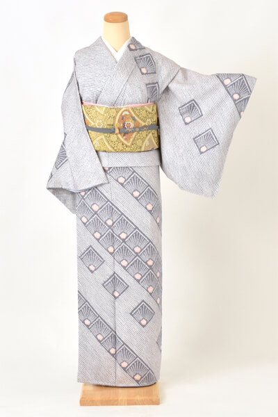 訪問着 グレー 総絞り