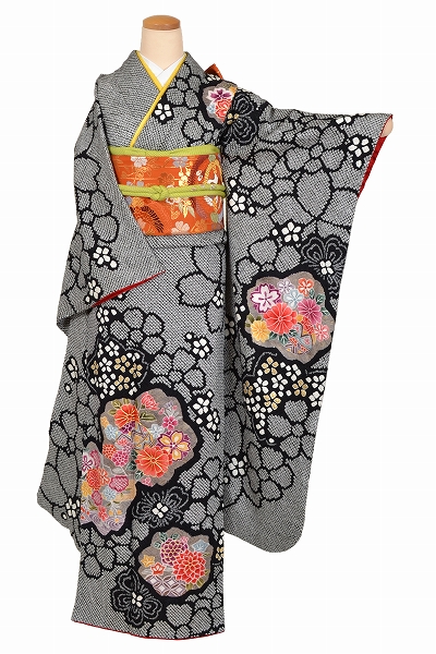 振袖 黒色 絞り