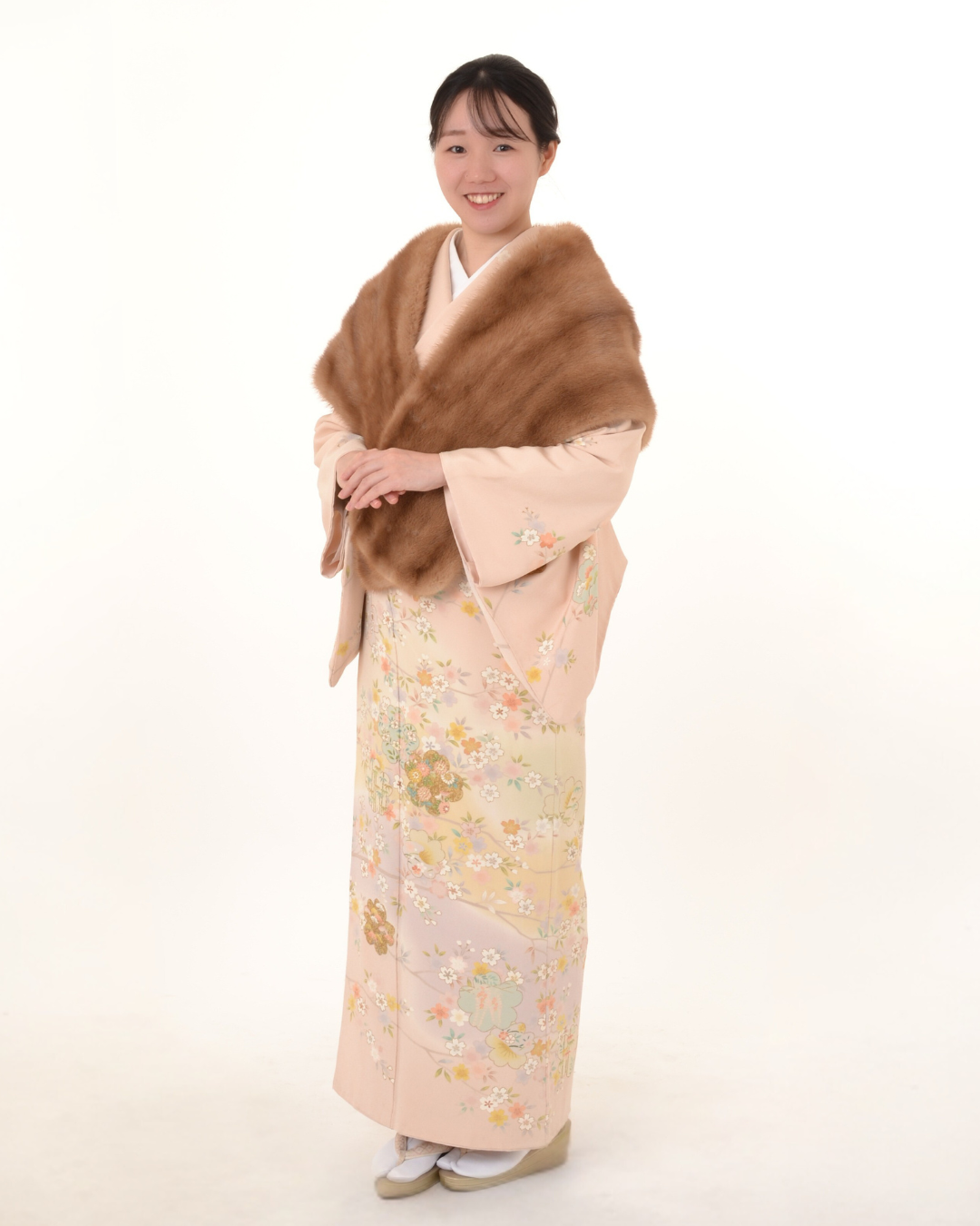 ミンクファーと着物